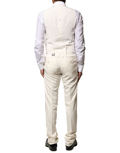 Dolce & Gabbana Ivory Wool 3 Piece Single Breasted Suit