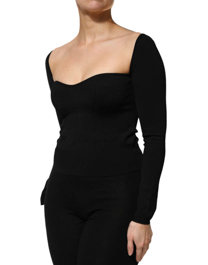 Dolce & Gabbana Black Viscose Long Sleeve Pullover Blouse Top
