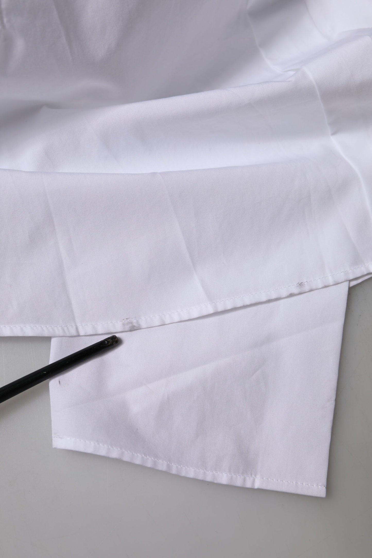 Dolce & Gabbana White Cotton Collared Short Sleeves Top