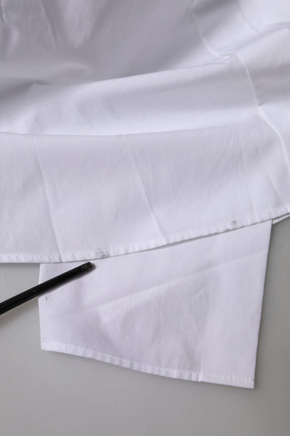 Dolce & Gabbana White Cotton Collared Short Sleeves Top