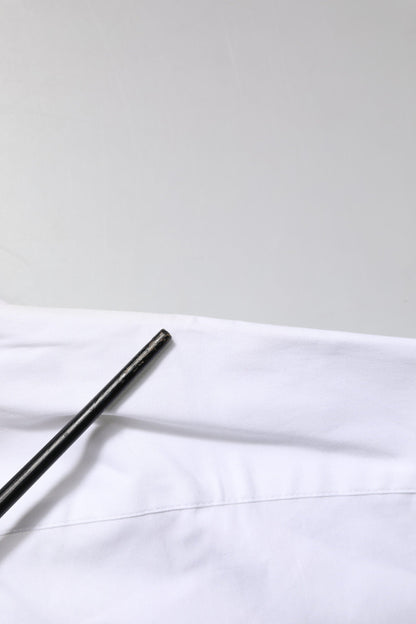 Dolce & Gabbana White GOLD Cotton Collared Dress Shirt Top