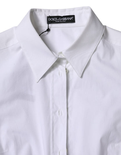 Dolce & Gabbana White Cotton Collared Long Sleeves Shirt Top