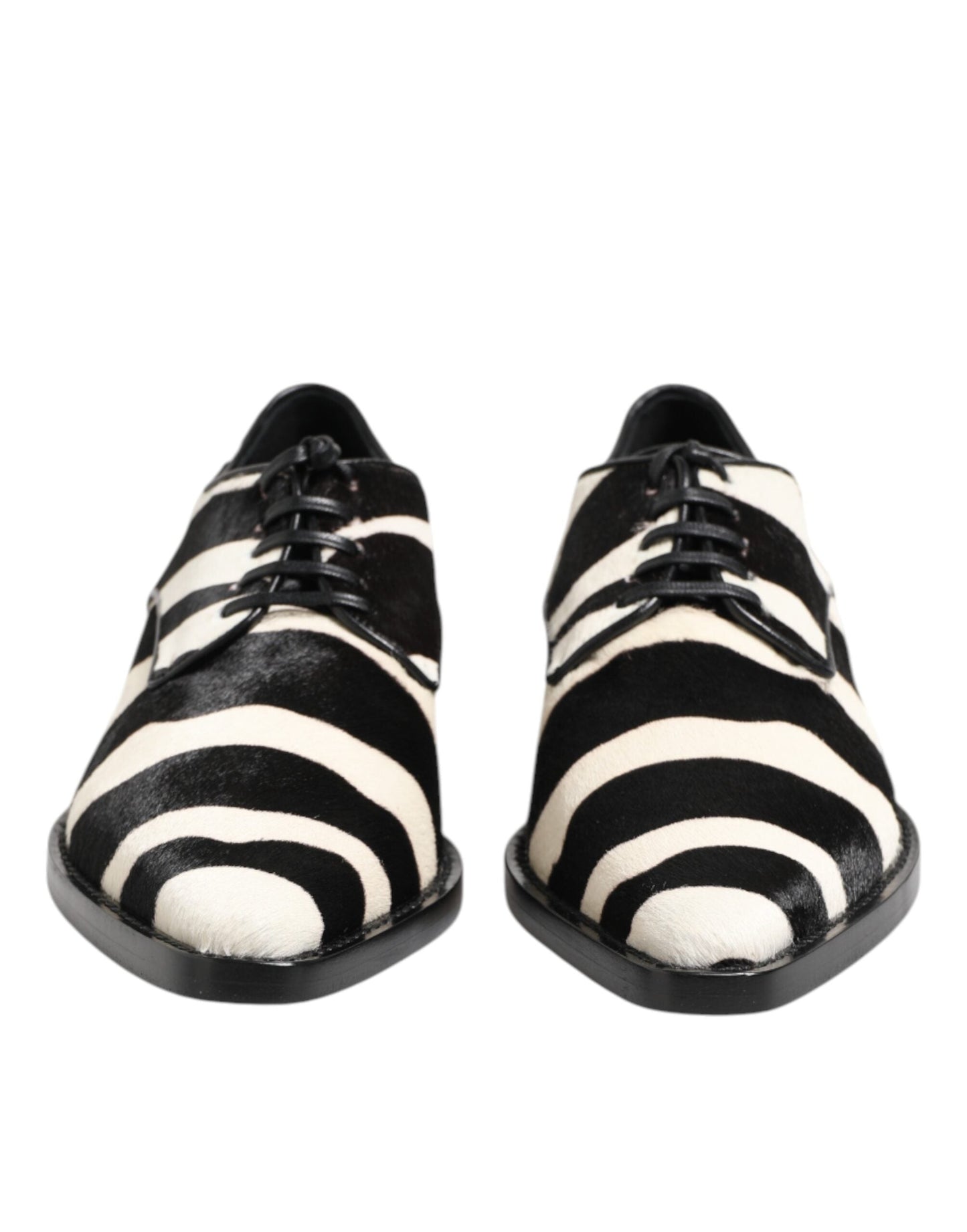Dolce & Gabbana Black White Zebra Pony Fur Dress Shoes
