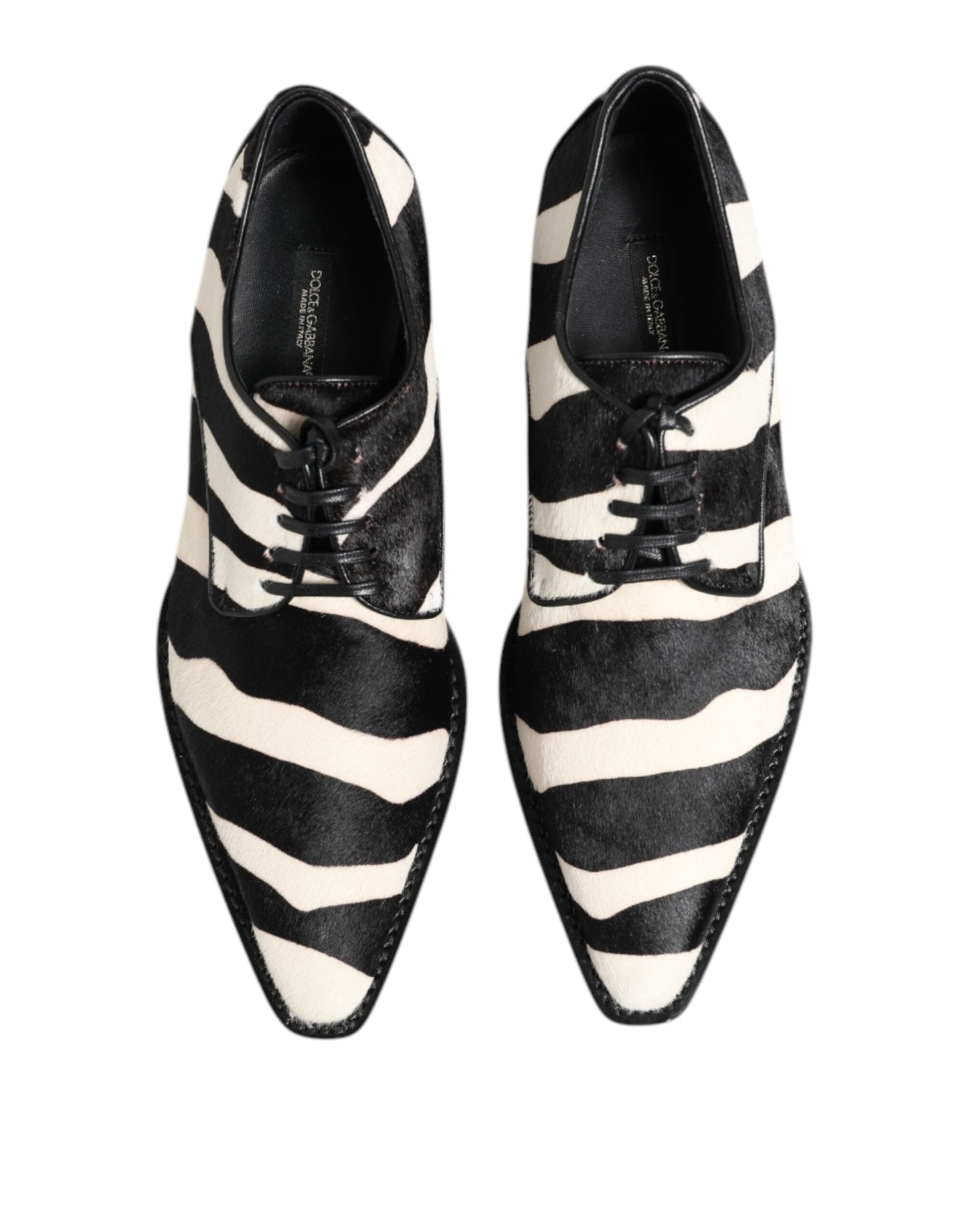 Dolce & Gabbana Black White Zebra Pony Fur Dress Shoes