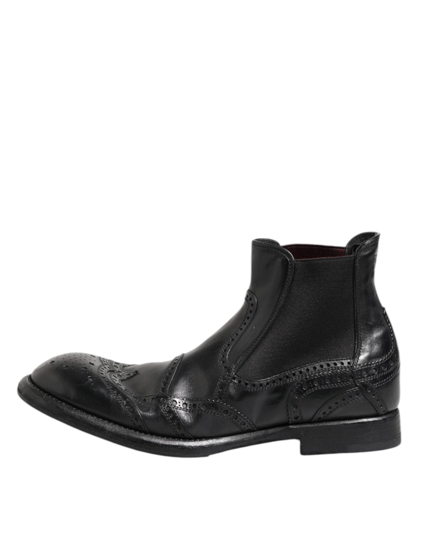 Dolce & Gabbana Black Leather Ankle Boots Slip On Shoes