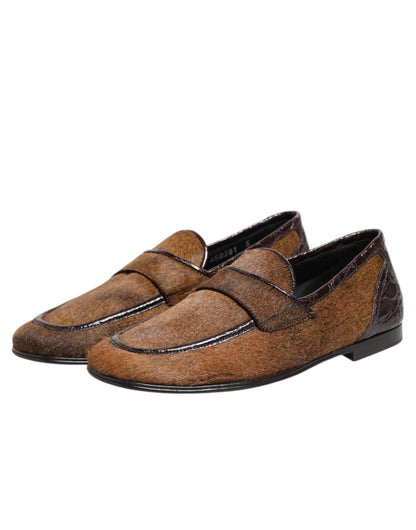 Dolce & Gabbana Brown Loafers Leather Slip On Men Dress Shoes