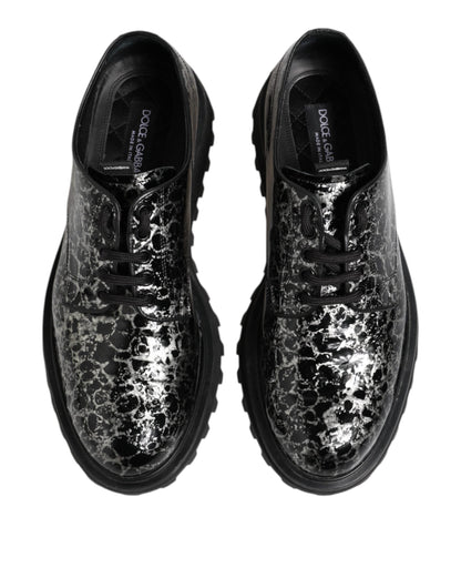 Dolce & Gabbana Black White Calfskin Chunky Derby Shoes
