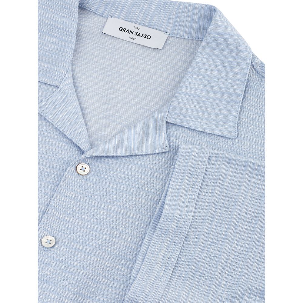 Gran Sasso Blue Linen And Cotton Shortsleeve