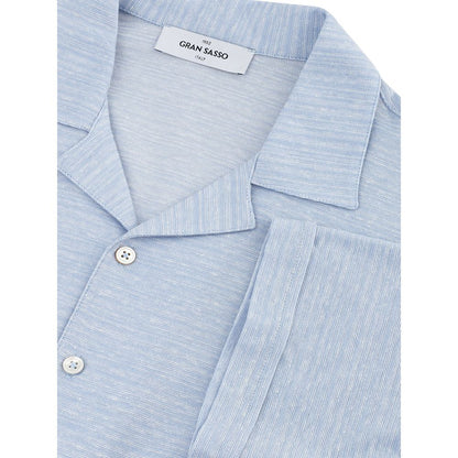 Gran Sasso Blue Linen And Cotton Shortsleeve