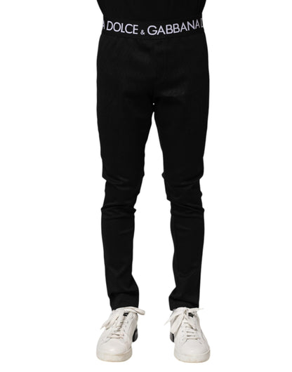 Dolce & Gabbana Black Nylon Skinny Men Jogger Pants