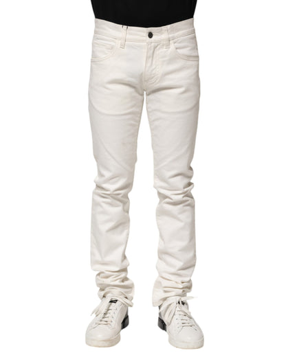 Dolce & Gabbana White Cotton Skinny Men Denim Jeans