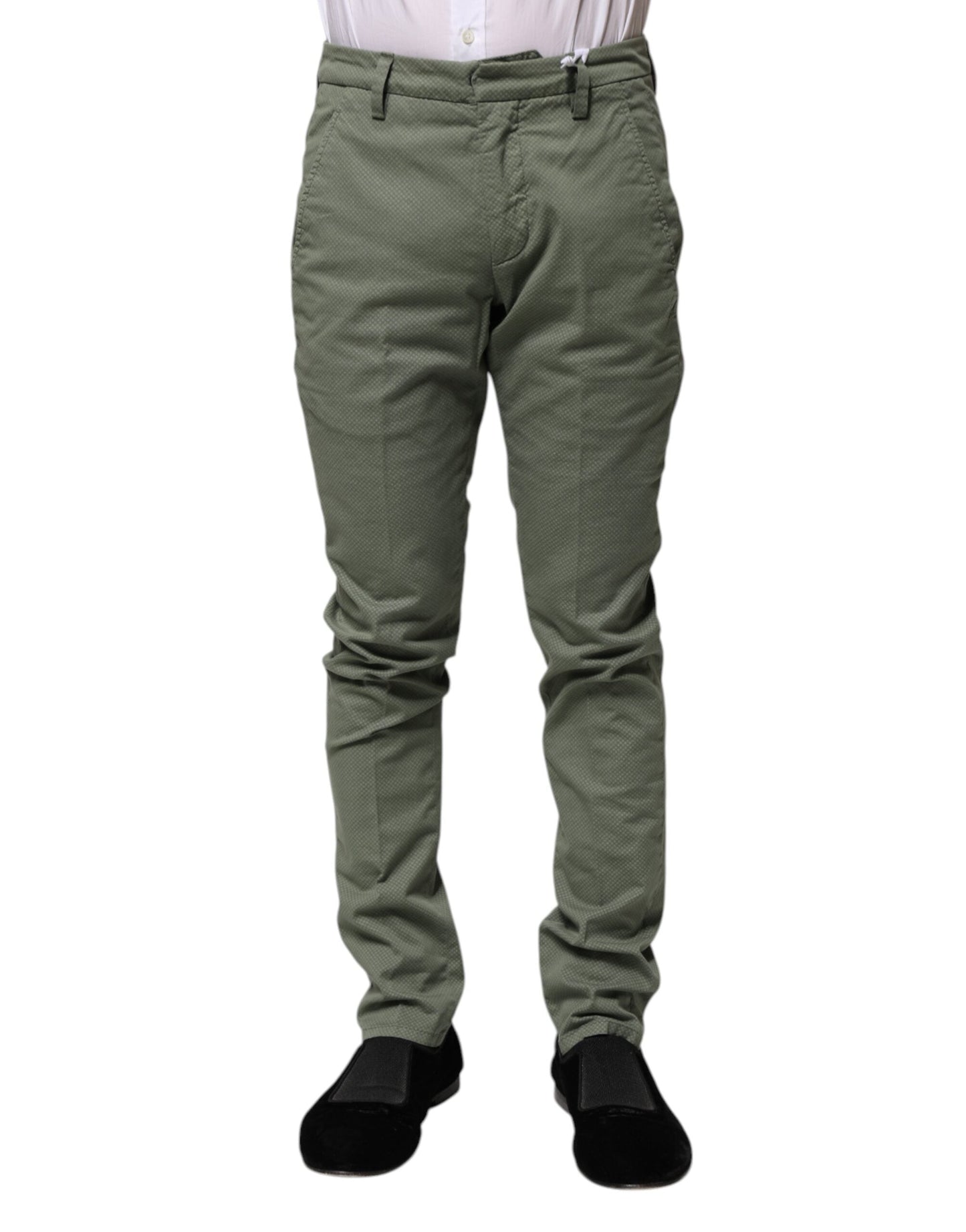 Dondup Green Mid Waist Skinny Fit Casual Pants