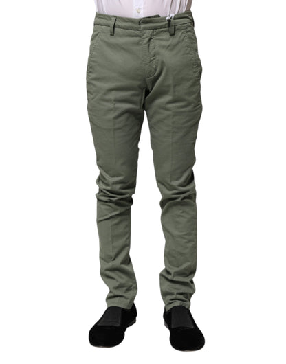 Dondup Green Mid Waist Skinny Fit Casual Pants