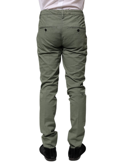 Dondup Green Mid Waist Skinny Fit Casual Pants