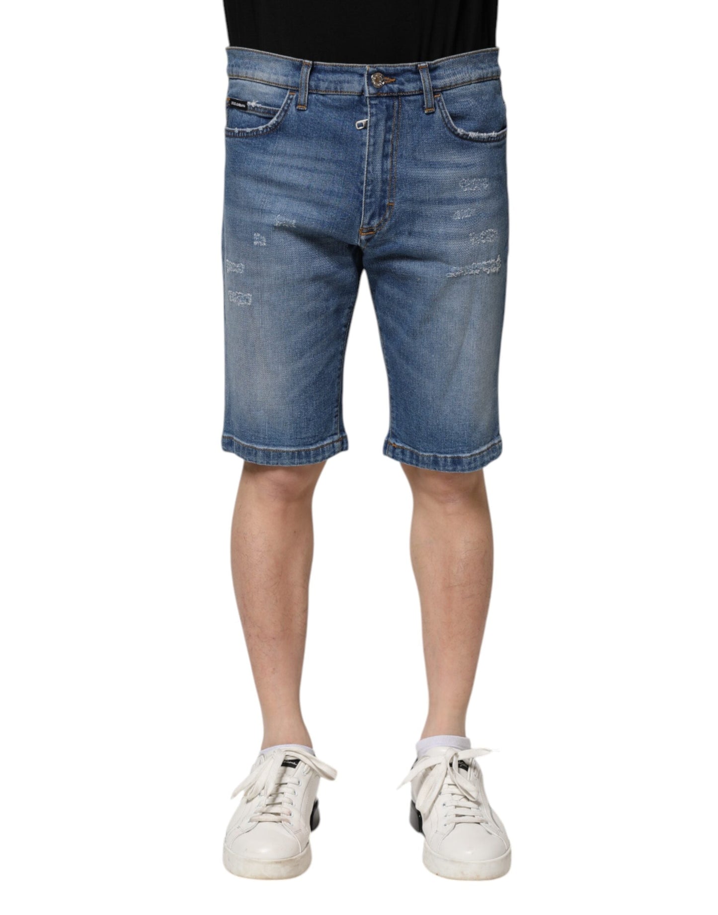 Dolce & Gabbana Blue Cotton Stretch Men Denim Bermuda Shorts