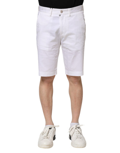 Dolce & Gabbana White Cotton Stretch Men Denim Bermuda Shorts