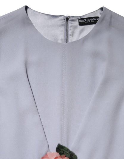 Dolce & Gabbana Gray Viscose ShortSleeve Sheath Midi Dress