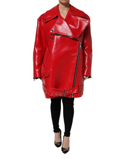 Dolce & Gabbana Red Lambskin Full Zipper Jacket