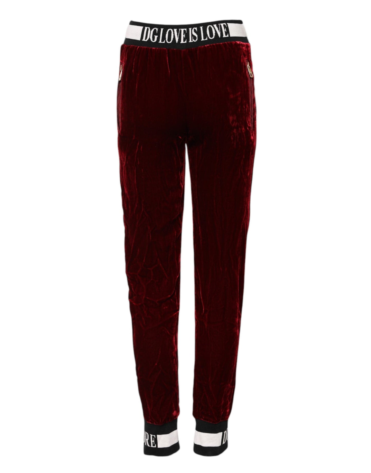 Dolce & Gabbana Red Viscose DG Logo Mid Waist Pants