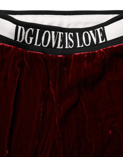 Dolce & Gabbana Red Viscose DG Logo Mid Waist Pants