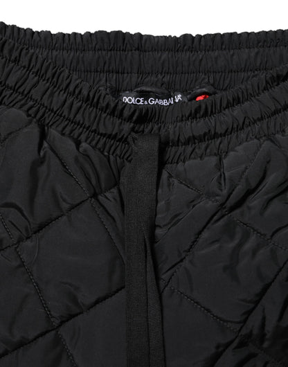 Dolce & Gabbana Black Quilted Mid Waist Jogger Pants