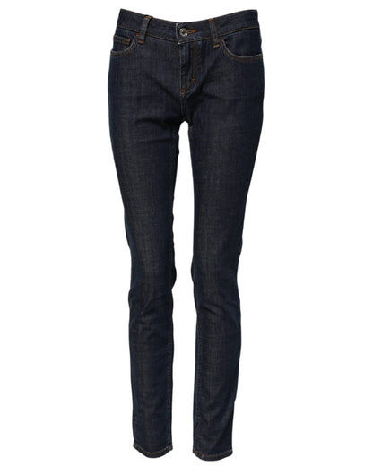 Dolce & Gabbana Blue Skinny Cotton Mid Waisted Denim Jeans