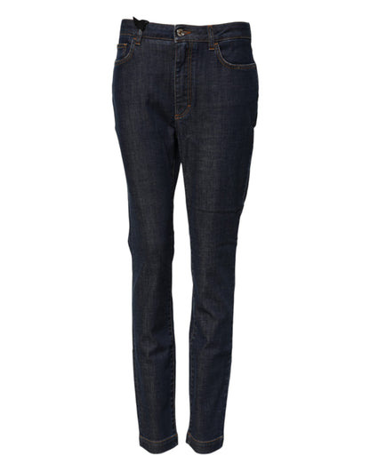 Dolce & Gabbana Blue Queen Patch AUDREY Mid Waist Denim Jeans