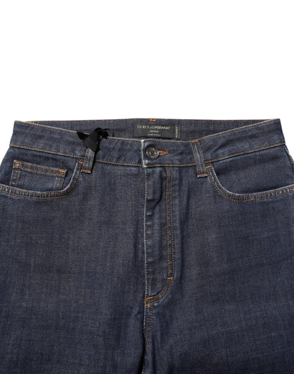 Dolce & Gabbana Blue Queen Patch AUDREY Mid Waist Denim Jeans