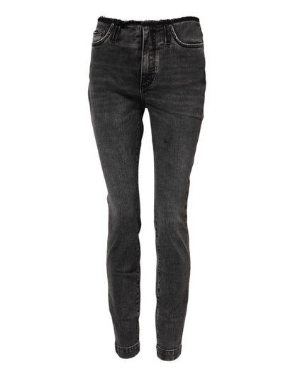 Dolce & Gabbana Gray Skinny Cotton Mid Waisted Denim Jeans