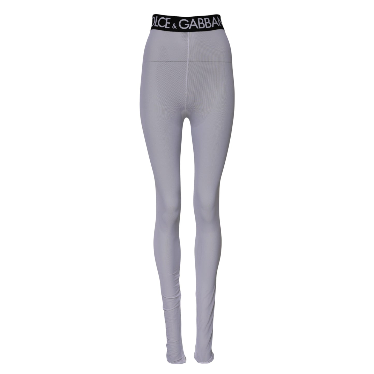 Dolce & Gabbana Gray Nylon DG Logo Mid Waisted Leggings Pants