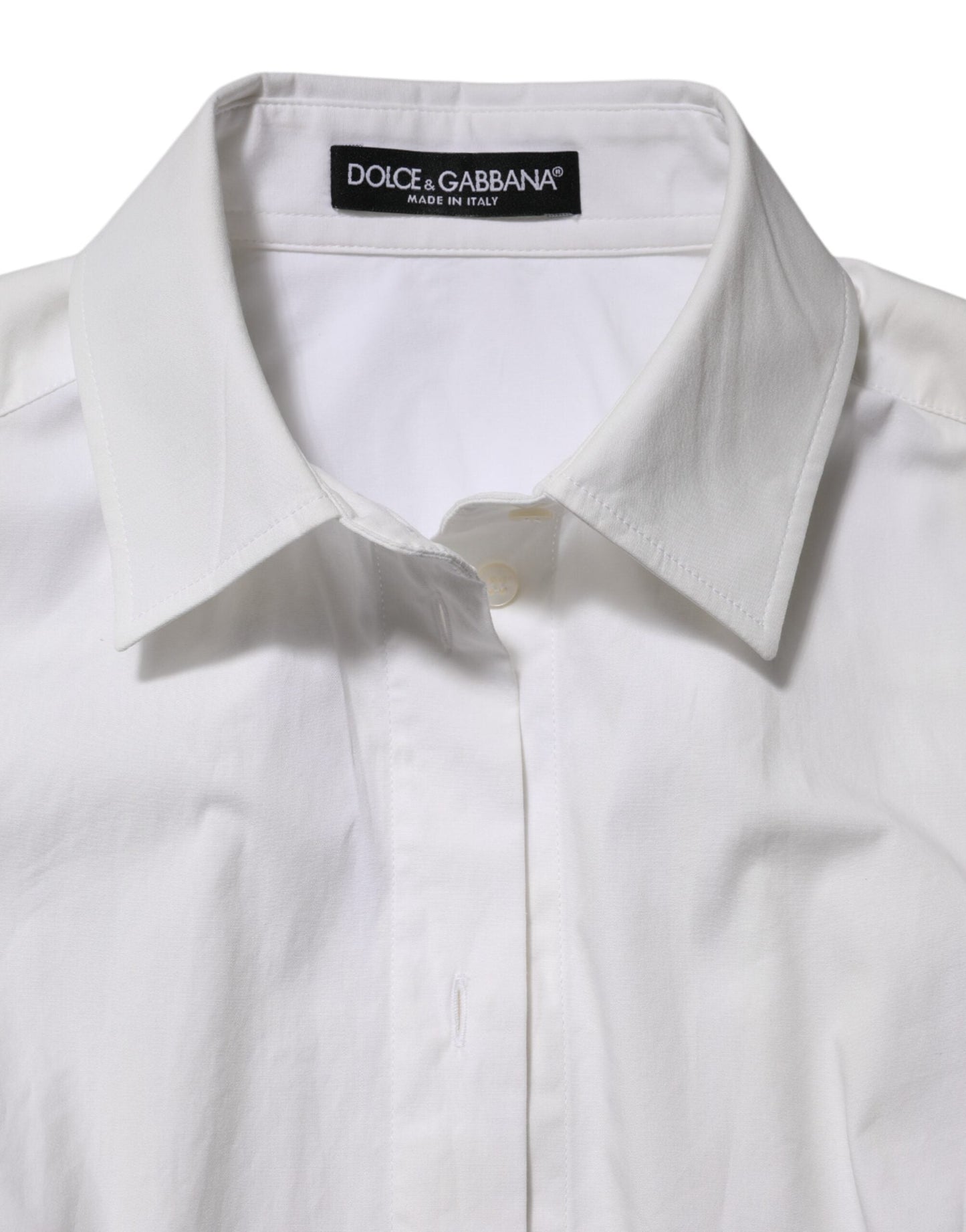 Dolce & Gabbana White Cotton Collared Long Sleeves Top Shirt