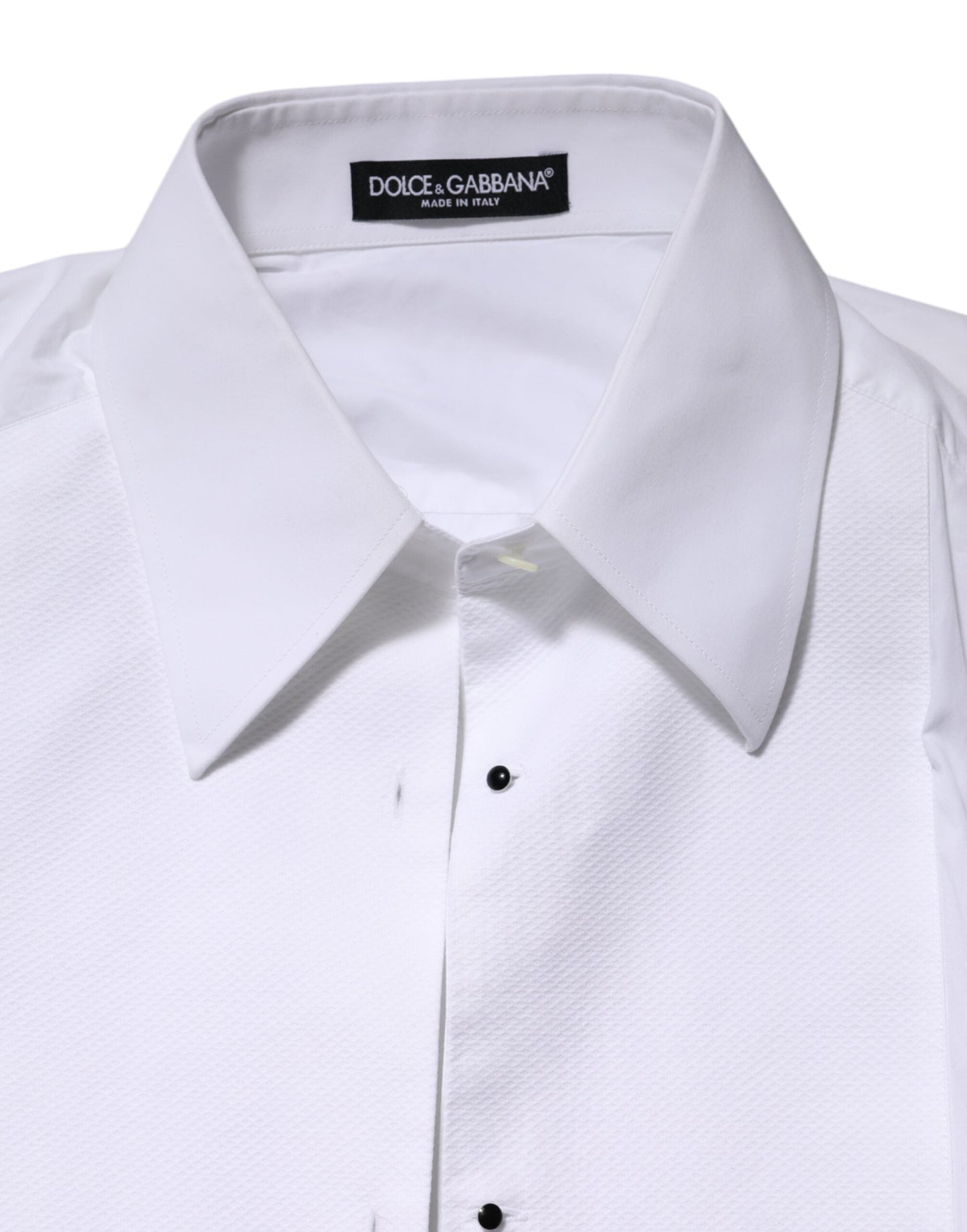 Dolce & Gabbana White Cotton Long Sleeves Collared Top Shirt