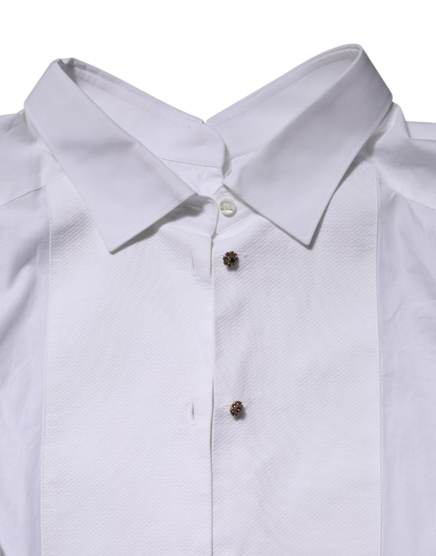 Dolce & Gabbana White Cotton Long Sleeves Formal Top Shirt