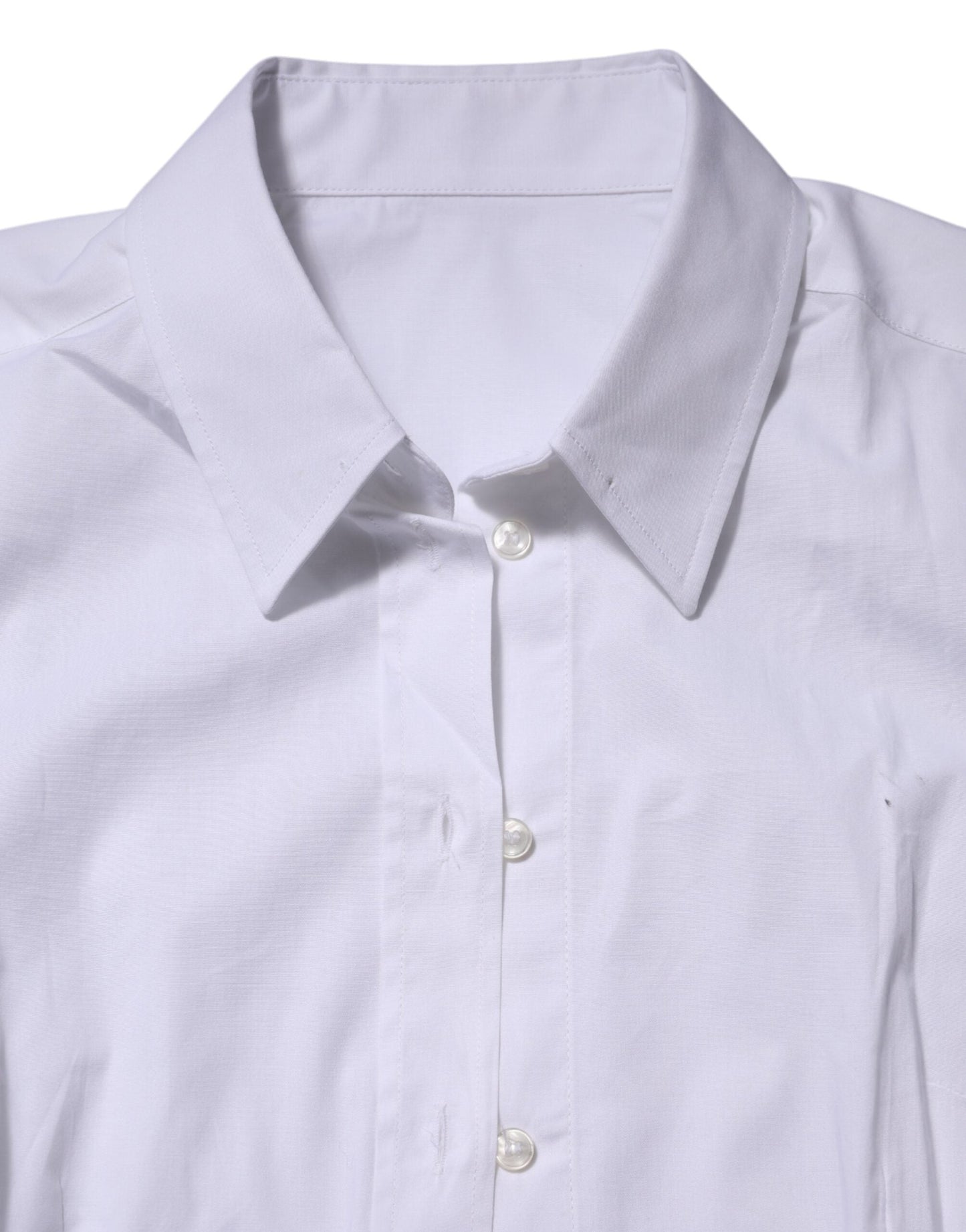 Dolce & Gabbana White Cotton Collared Long Sleeves Top Shirt