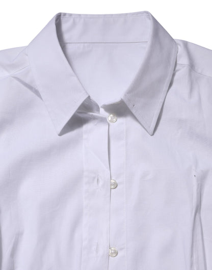 Dolce & Gabbana White Cotton Collared Long Sleeves Top Shirt