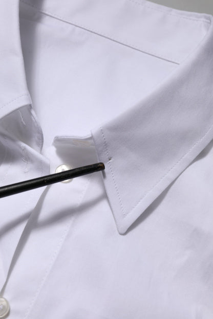 Dolce & Gabbana White Cotton Collared Long Sleeves Top Shirt