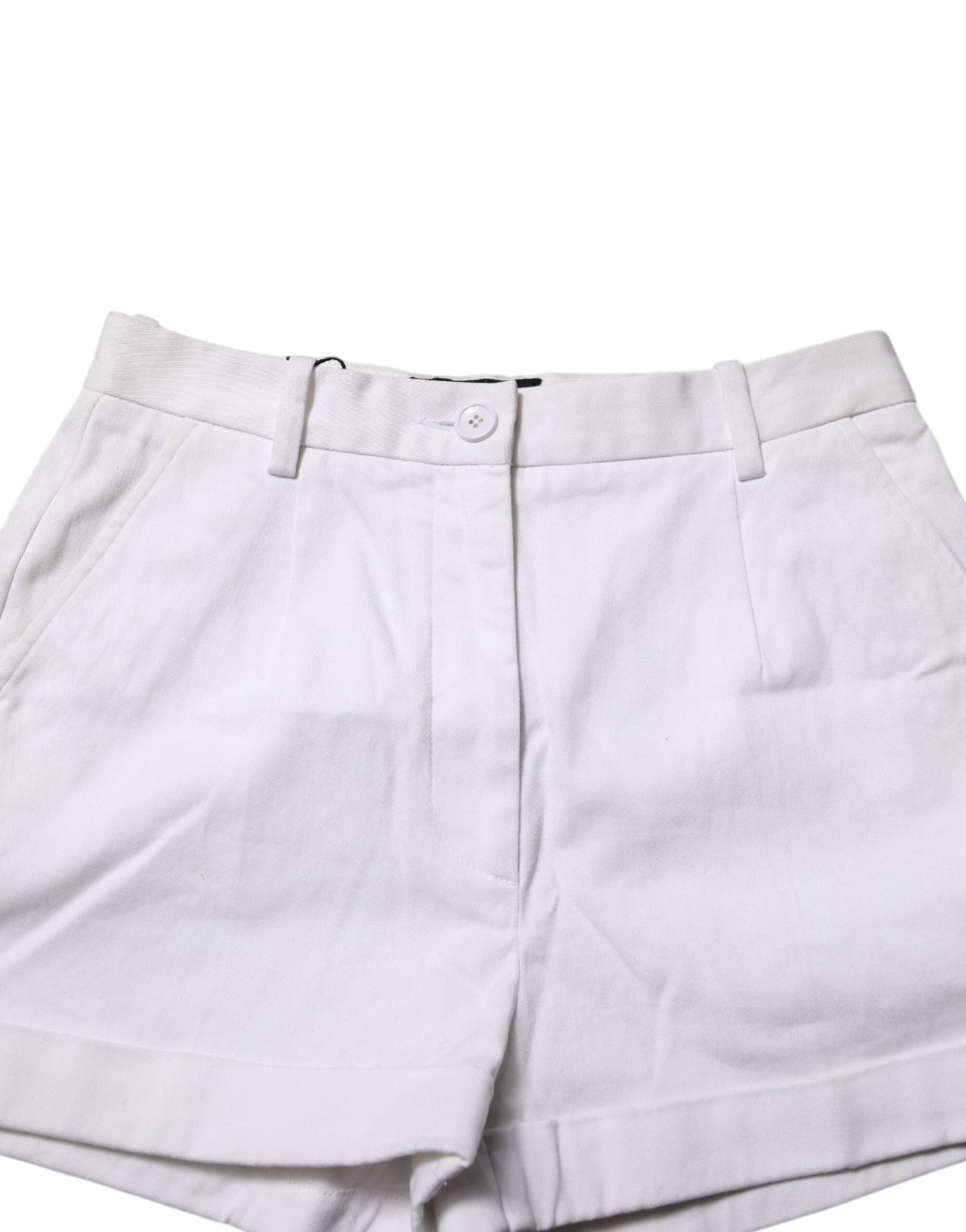 Dolce & Gabbana White Cotton Mid Waist Women Bermuda Shorts