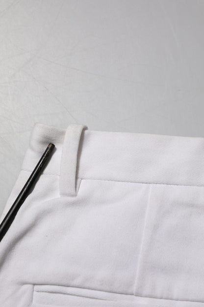 Dolce & Gabbana White Cotton Mid Waist Women Bermuda Shorts