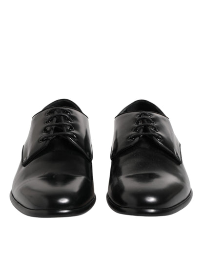 Dolce & Gabbana Black Leather Lace Up Derby Men Dress Shoes