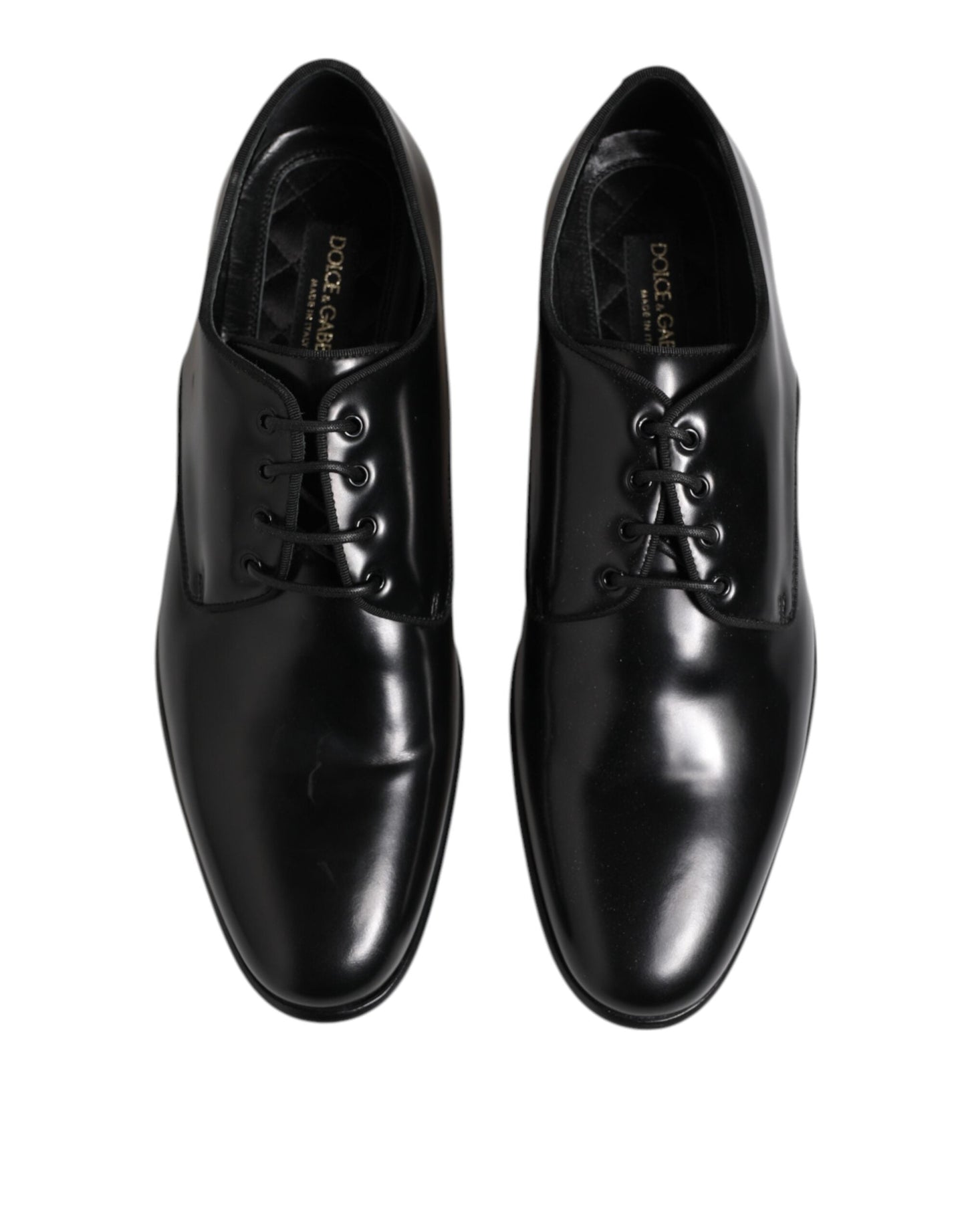 Dolce & Gabbana Black Leather Lace Up Derby Men Dress Shoes