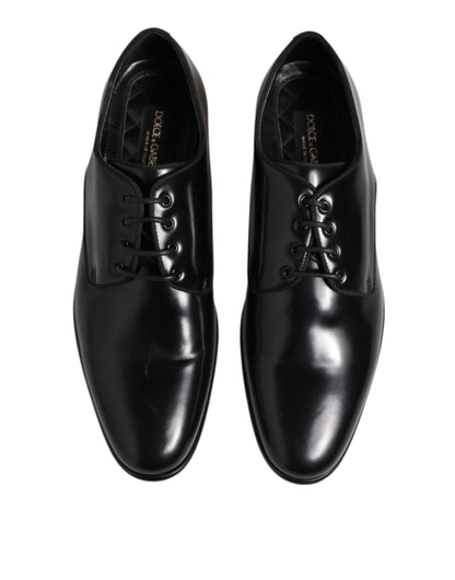 Dolce & Gabbana Black Leather Lace Up Derby Men Dress Shoes