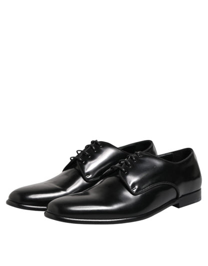 Dolce & Gabbana Black Leather Lace Up Derby Men Dress Shoes