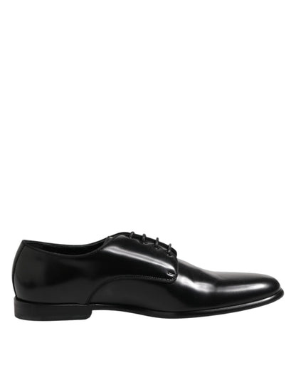 Dolce & Gabbana Black Leather Lace Up Derby Men Dress Shoes