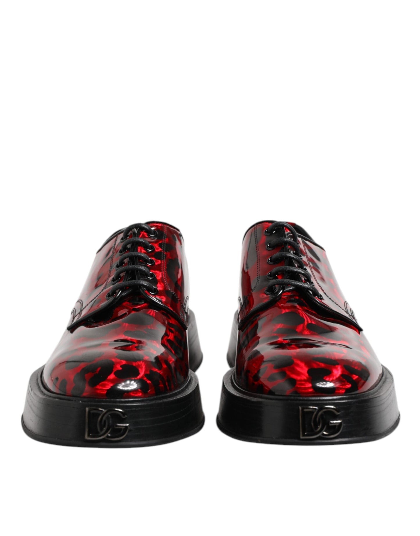 Dolce & Gabbana Red Leopard Derby Formal Men Dress Shoes