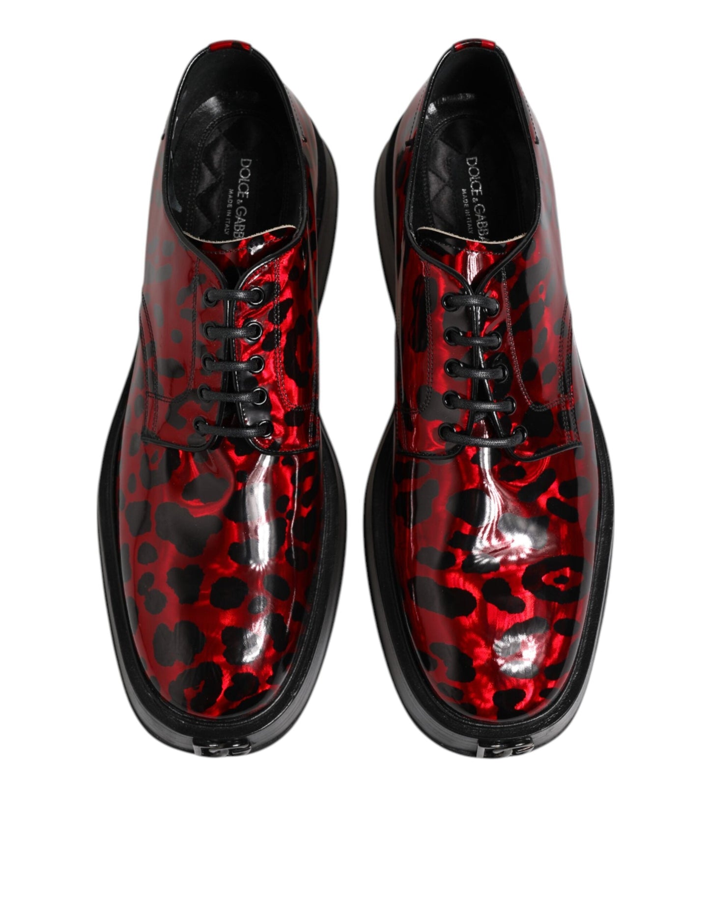 Dolce & Gabbana Red Leopard Derby Formal Men Dress Shoes