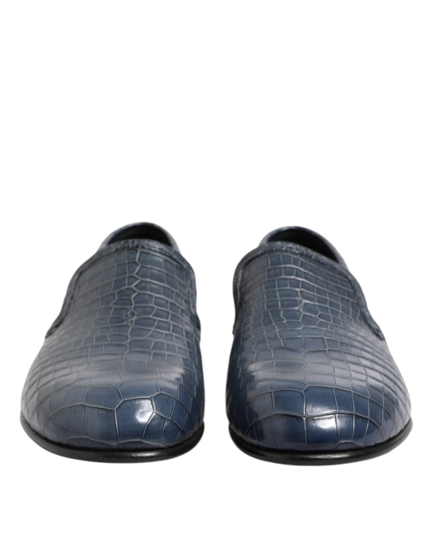 Dolce & Gabbana Blue Exotic Leather Slip On Loafers Men Dress Shoes