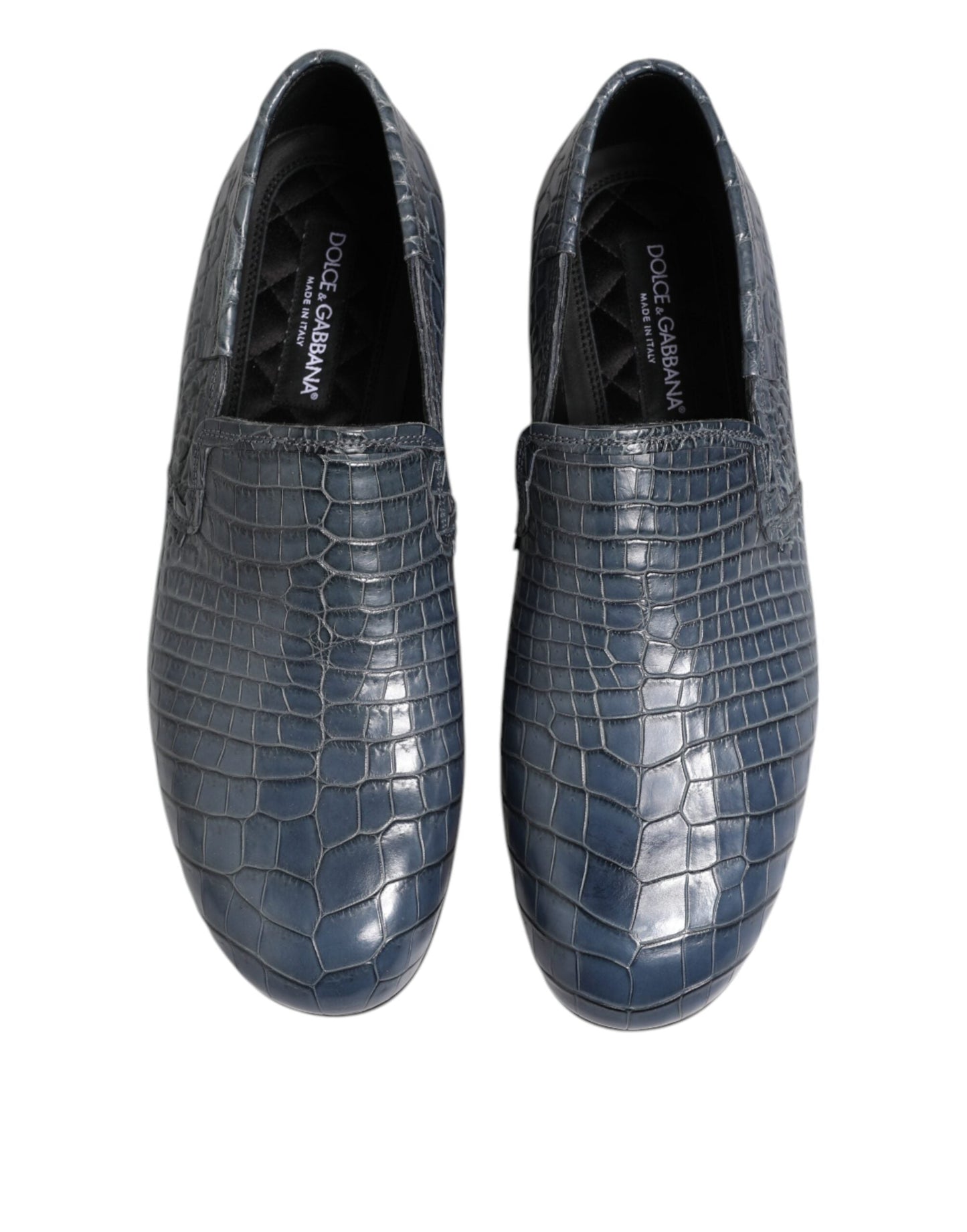 Dolce & Gabbana Blue Exotic Leather Slip On Loafers Men Dress Shoes