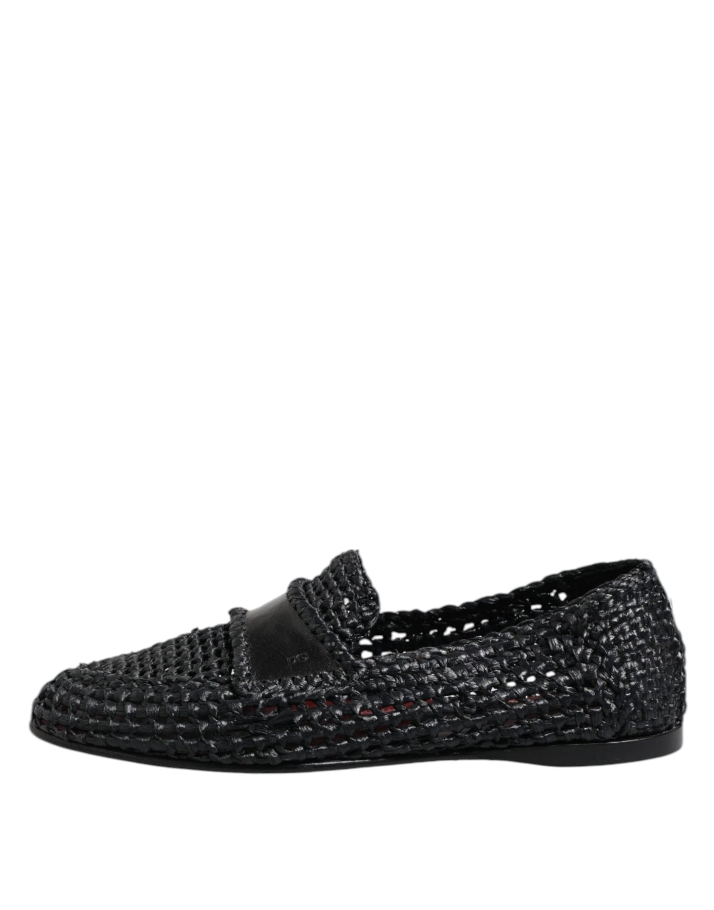 Dolce & Gabbana Black Woven Leather Slip On Loafers Men Shoes