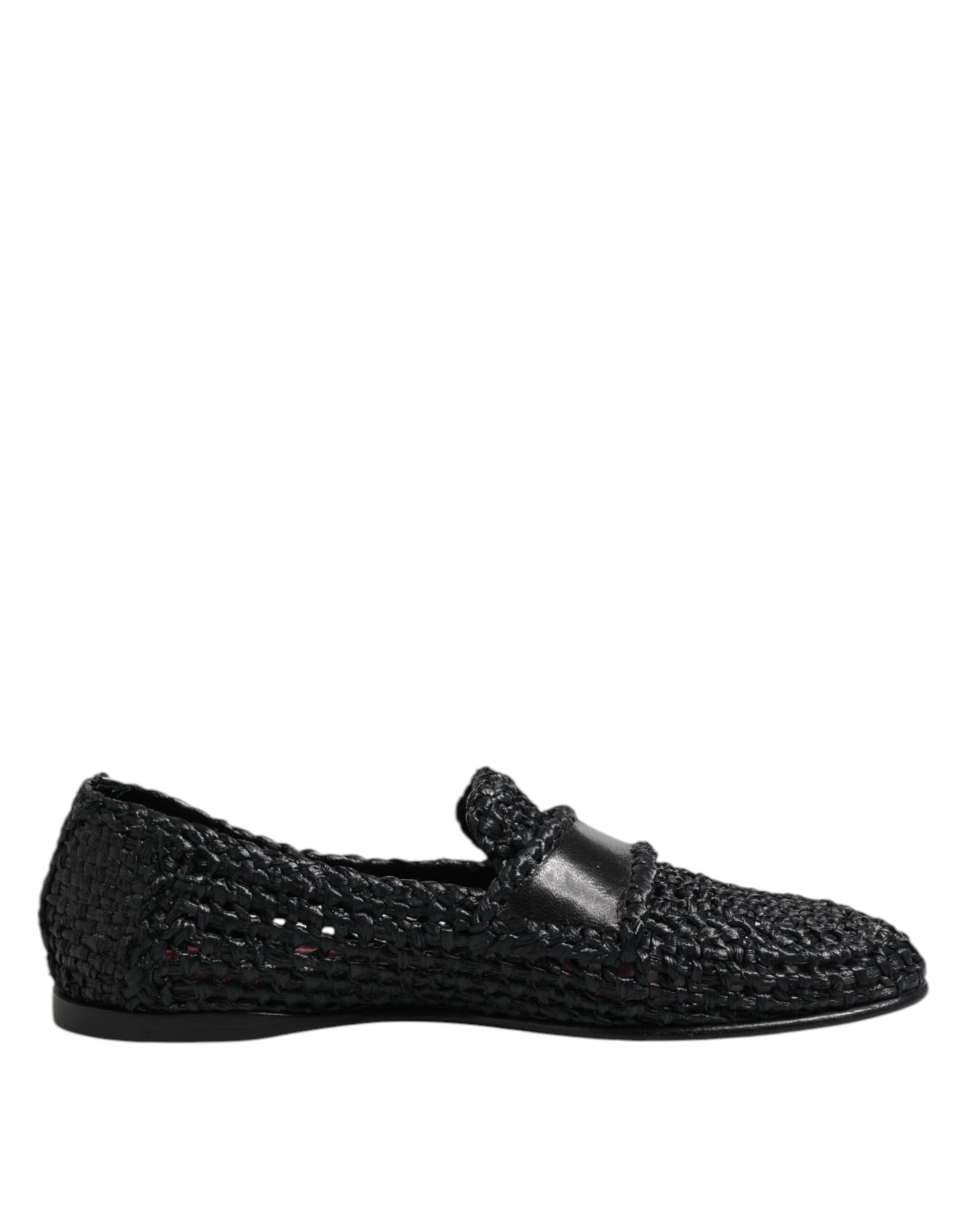 Dolce & Gabbana Black Woven Leather Slip On Loafers Men Shoes