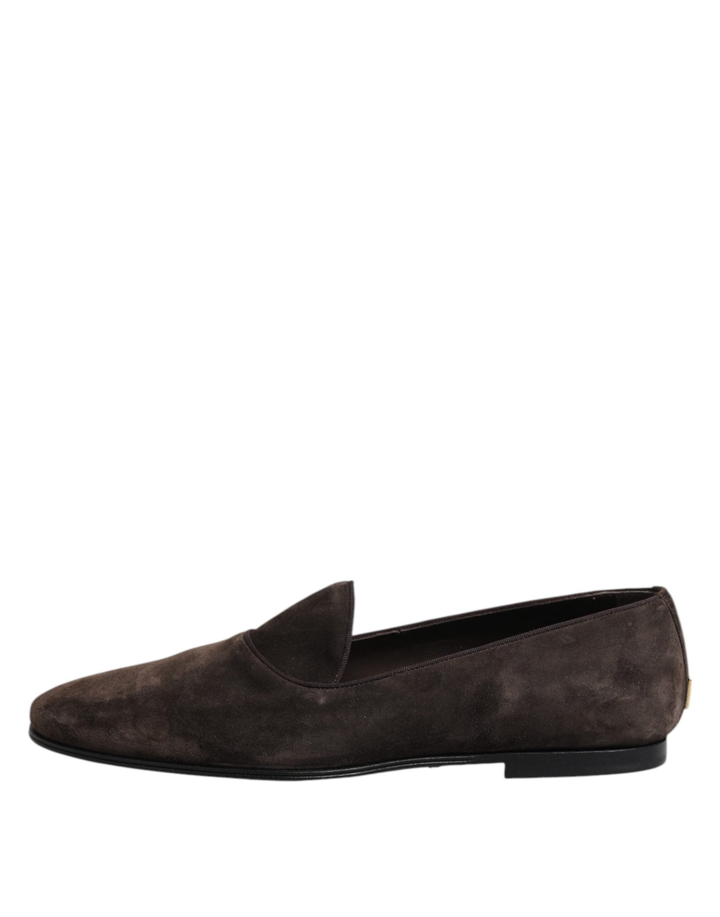 Dolce & Gabbana Brown Velvet Leather Slip On Loafers Shoes